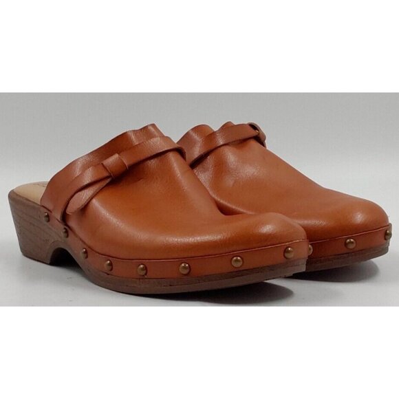 Time and Tru Womens Ladies Brown Comet Wooden Heel Mules Slip-on Shoes Sz 10 NEW - Picture 3 of 9